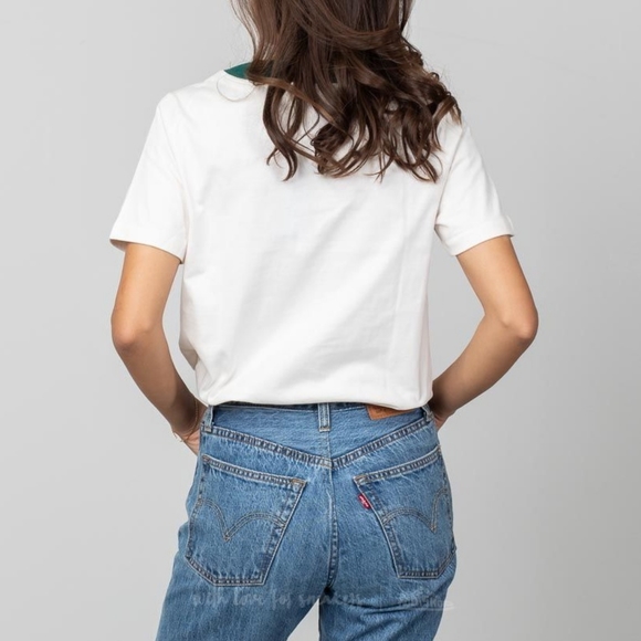 adidas Originals shortsleeve T-Shirt with Vintage Logo in off-white + green - Picture 3 of 11